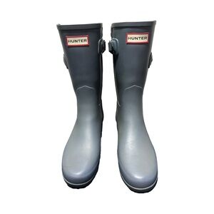 Hunter 2 tone Gray Navy Rubber 11” Shaft Boots Size 7